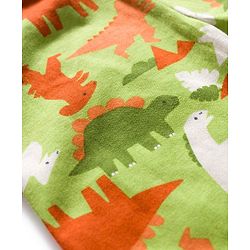 Babyhug Cotton Knit Full Length Lounge Pants With Text & Dino Print Pack of 3 - Orange Brown & Green