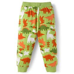 Babyhug Cotton Knit Full Length Lounge Pants With Text & Dino Print Pack of 3 - Orange Brown & Green