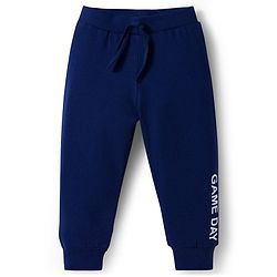 Babyhug Cotton Knit Full Length Lounge Pants With Vehicle Print Pack of 3 - Navy Blue Orange & White