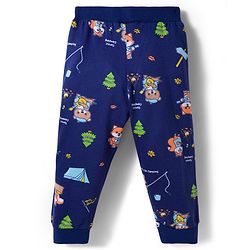 Babyhug Cotton Knit Full Length Lounge Pants With Animal Print Pack of 3 - Yellow Teal & Navy Blue