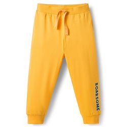 Babyhug Cotton Knit Full Length Lounge Pants With Animal Print Pack of 3 - Yellow Teal & Navy Blue