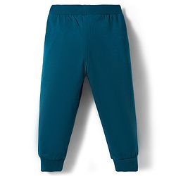 Babyhug Cotton Knit Full Length Lounge Pants With Animal Print Pack of 3 - Yellow Teal & Navy Blue