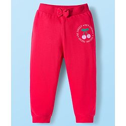 Babyhug Cotton Knit Full Length Lounge Pants With Cherry Print Pack of 3 - Pink Red & White