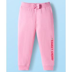 Babyhug Cotton Knit Full Length Lounge Pants With Cherry Print Pack of 3 - Pink Red & White