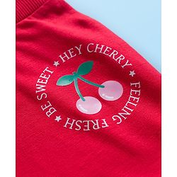 Babyhug Cotton Knit Full Length Lounge Pants With Cherry Print Pack of 3 - Pink Red & White