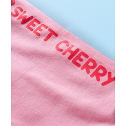 Babyhug Cotton Knit Full Length Lounge Pants With Cherry Print Pack of 3 - Pink Red & White
