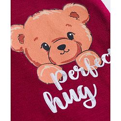 Babyhug Cotton Knit Full Length Lounge Pants With Heart & Teddy Bear Print Pack of 2 - Maroon & Pink