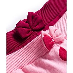 Babyhug Cotton Knit Full Length Lounge Pants With Heart & Teddy Bear Print Pack of 2 - Maroon & Pink