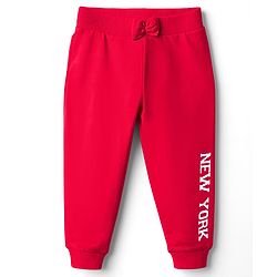 Babyhug Cotton Single Jersey Knit Full Length Lounge Pant With Text Print Pack Of 3 - Red Navy Blue & Pink