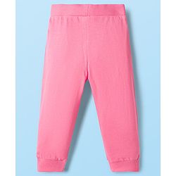 Babyhug Cotton Knit Full Length Lounge Pants with Heart Print & Bow Applique Pack of 3 - Red White & Pink