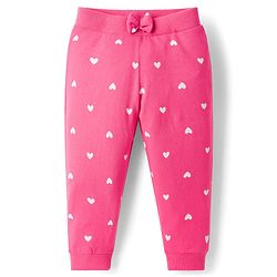 Babyhug Cotton Knit Full Length Lounge Pants with Floral & Heart Print Bow Applique Pack of 3 - Lime Green Pink & Lilac