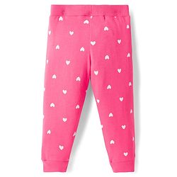 Babyhug Cotton Knit Full Length Lounge Pants with Floral & Heart Print Bow Applique Pack of 3 - Lime Green Pink & Lilac