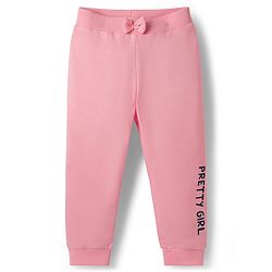 Babyhug Cotton Knit Full Length Lounge Pants with Floral & Polka Dot Print Bow Applique Pack of 3 - Navy Blue Pink & Maroon