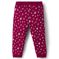 Babyhug Cotton Knit Full Length Lounge Pants with Floral & Polka Dot Print Bow Applique Pack of 3 - Navy Blue Pink & Maroon