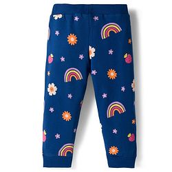 Babyhug Cotton Single Jersey Knit Full Length Lounge Pant With Floral Print Pack Of 3 - Navy Blue Pink & Olive Green