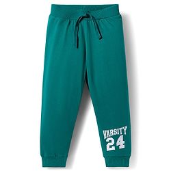 Babyhug Single Jersey Knit Full Length Lounge Pant With Text Print Pack Of 3 - Red Navy Blue & Teal Blue