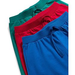 Babyhug Single Jersey Knit Full Length Lounge Pant With Text Print Pack Of 3 - Red Blue & Green