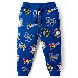 Babyhug Cotton Knit Full Length Lounge Pants with Sport Theme Print Pack of 3 - Red Blue & Light Grey
