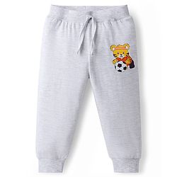 Babyhug Cotton Knit Full Length Lounge Pants with Sport Theme Print Pack of 3 - Red Blue & Light Grey