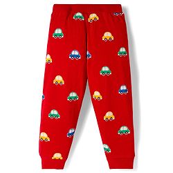 Babyhug Cotton Knit Full Length Lounge Pants with Car Print Pack of 3 - Red Blue & Green