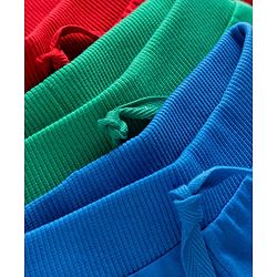 Babyhug Cotton Knit Full Length Lounge Pants with Car Print Pack of 3 - Red Blue & Green