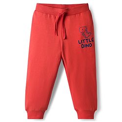 Babyhug Cotton Knit Full Length Lounge Pants with Dino Print Pack of 3 - Red Yellow & Green