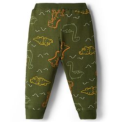 Babyhug Cotton Knit Full Length Lounge Pants with Dino Print Pack of 3 - Red Yellow & Green