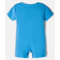 Babyhug 100% Cotton Knit Half Sleeves Rompers with Sea Life Print Pack of 2 - White & Blue
