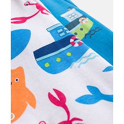 Babyhug 100% Cotton Knit Half Sleeves Rompers with Sea Life Print Pack of 2 - White & Blue