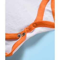 Babyhug 100% Cotton Knit Half Raglan Sleeves Onesie with Striped Leggings & Cap Lion Print & Patch - Orange