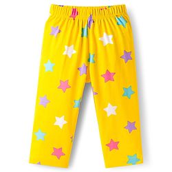 Babyhug Cotton Knit Full Sleeves Co-ord Night Suit With Star Print - Yellow