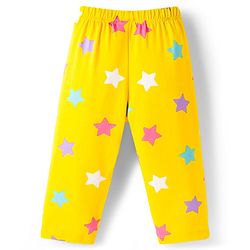 Babyhug Cotton Knit Full Sleeves Co-ord Night Suit With Star Print - Yellow