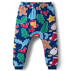 Babyhug 100% Cotton Knit Full Sleeves Onesie with Bootie Leggings & Animal Print - Navy Blue & White