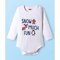 Babyhug 100% Cotton Knit Full Sleeves Onesie with Bootie Leggings & Animal Print - Navy Blue & White