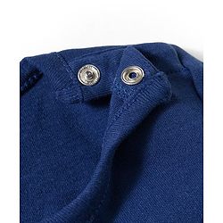 Babyhug 100% Cotton Interlock Knit Full Sleeves Vehicle Printed Onesies With Leggings Cap & Booties - Navy Blue