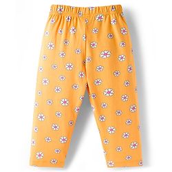 Babyhug Cotton Knit Full Sleeves Co-ord Night Suit With Floral Print - Yellow