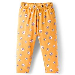 Babyhug Cotton Knit Full Sleeves Co-ord Night Suit With Floral Print - Yellow