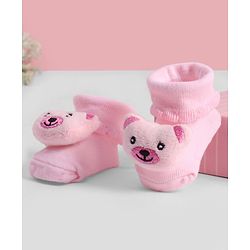 Cute Walk by Babyhug Socks With Animal Applique - Pink