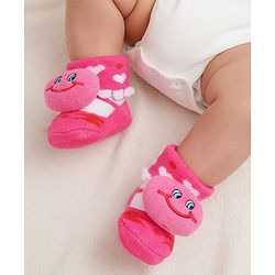 Cute Walk by Babyhug Socks With Animal Applique - Dark Pink