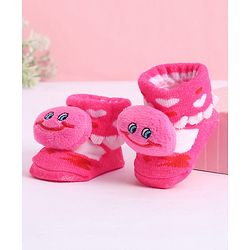 Cute Walk by Babyhug Socks With Animal Applique - Dark Pink