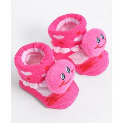 Cute Walk by Babyhug Socks With Animal Applique - Dark Pink