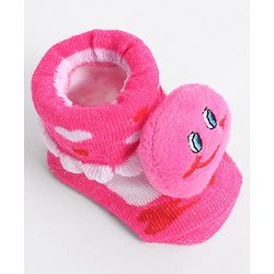 Cute Walk by Babyhug Socks With Animal Applique - Dark Pink
