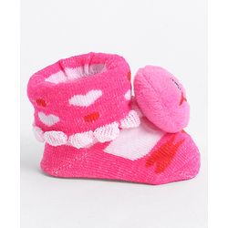 Cute Walk by Babyhug Socks With Animal Applique - Dark Pink