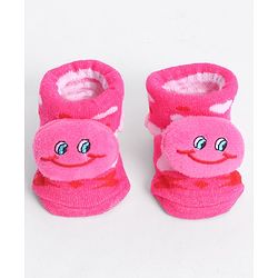 Cute Walk by Babyhug Socks With Animal Applique - Dark Pink