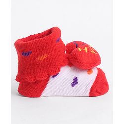 Cute Walk by Babyhug Socks With Heart Applique - Red
