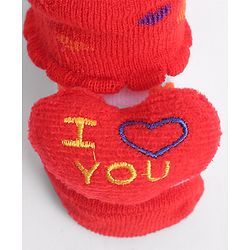 Cute Walk by Babyhug Socks With Heart Applique - Red