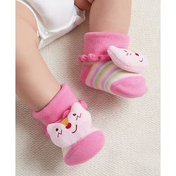 Cute Walk by Babyhug Socks With Animal Applique - Pink