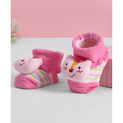 Cute Walk by Babyhug Socks With Animal Applique - Pink