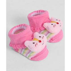 Cute Walk by Babyhug Socks With Animal Applique - Pink