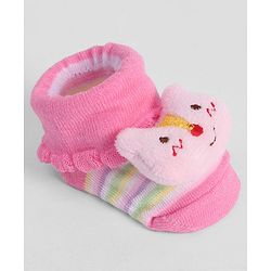 Cute Walk by Babyhug Socks With Animal Applique - Pink